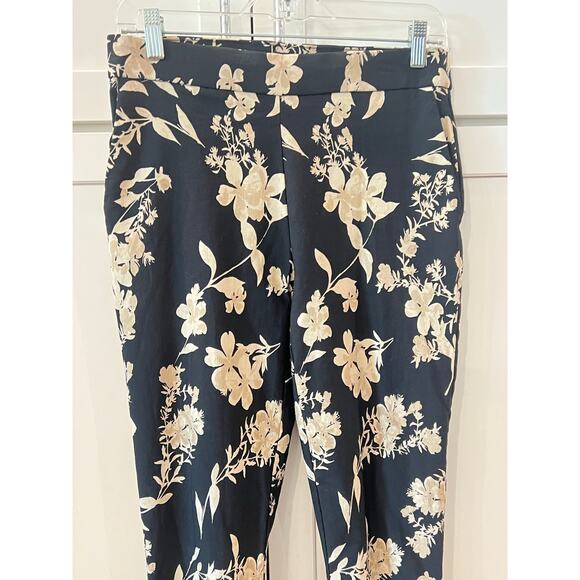 JULES & LEOPOLD Pull On Pants Black Tan Floral Women's Sz M Capri Slim Stretch - Picture 3 of 7